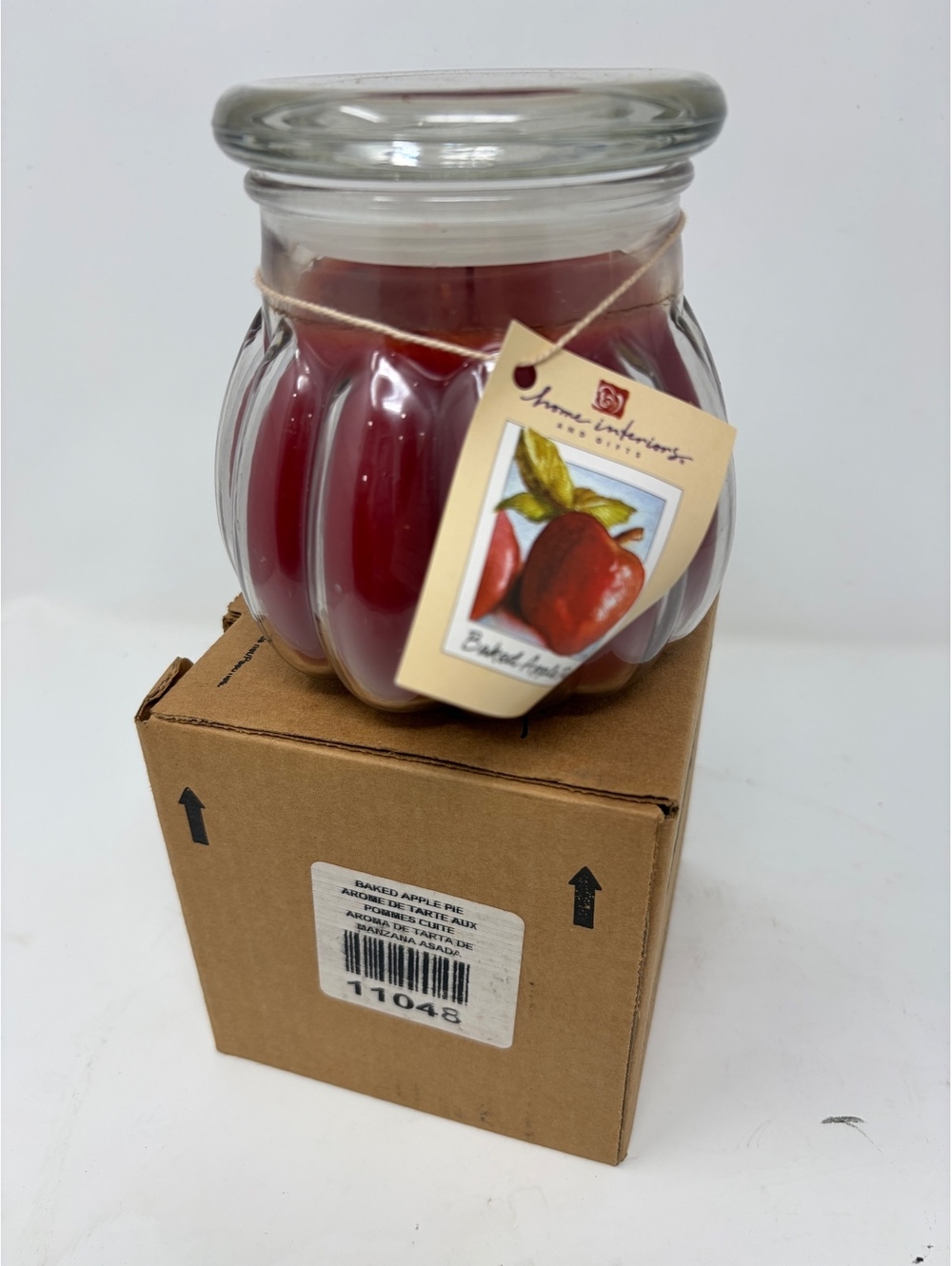 Home Interiors Baked Apple Scented Jar Candle with Glass Lid